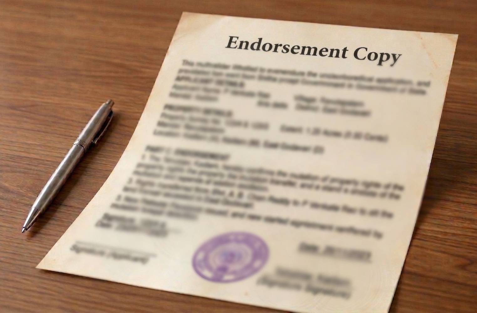 Endorsement Copy Andhra Pradesh (ఎండోర్స్‌మెంట్ కాపీ) Sample Document