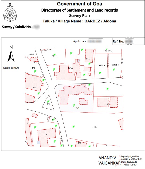Signed Goa Land Map Sample Document