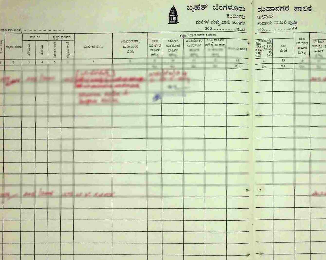 BBMP Record in Bengaluru (ಬಿಬಿಎಂಪಿ ದಾಖಲೆ) Sample Document