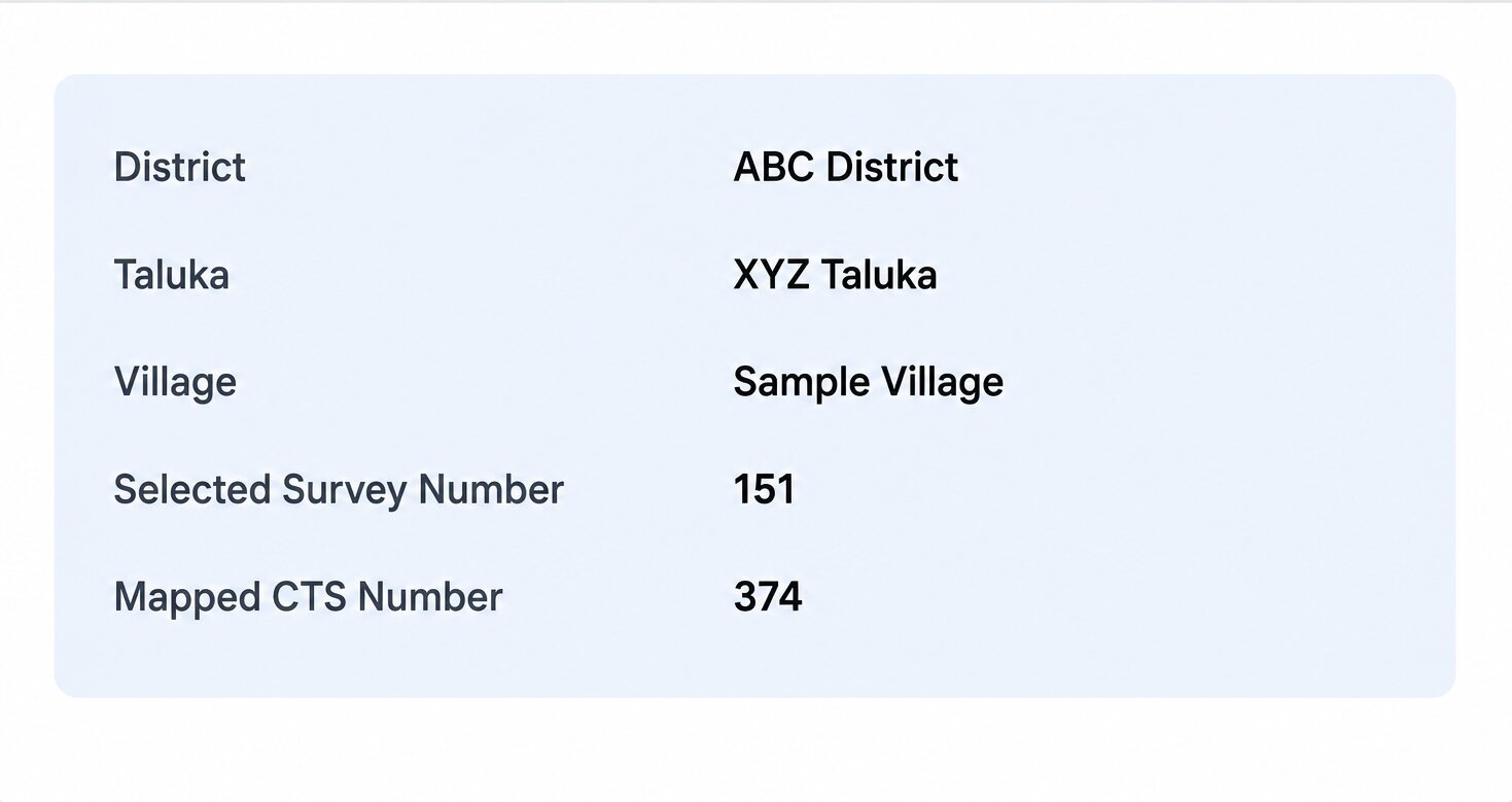  Survey Number to CTS Number Sample Document