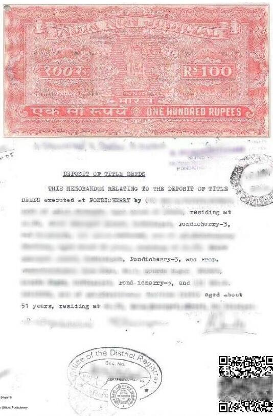 Certified Copy Puducherry (சான்று நகல்) Sample Document