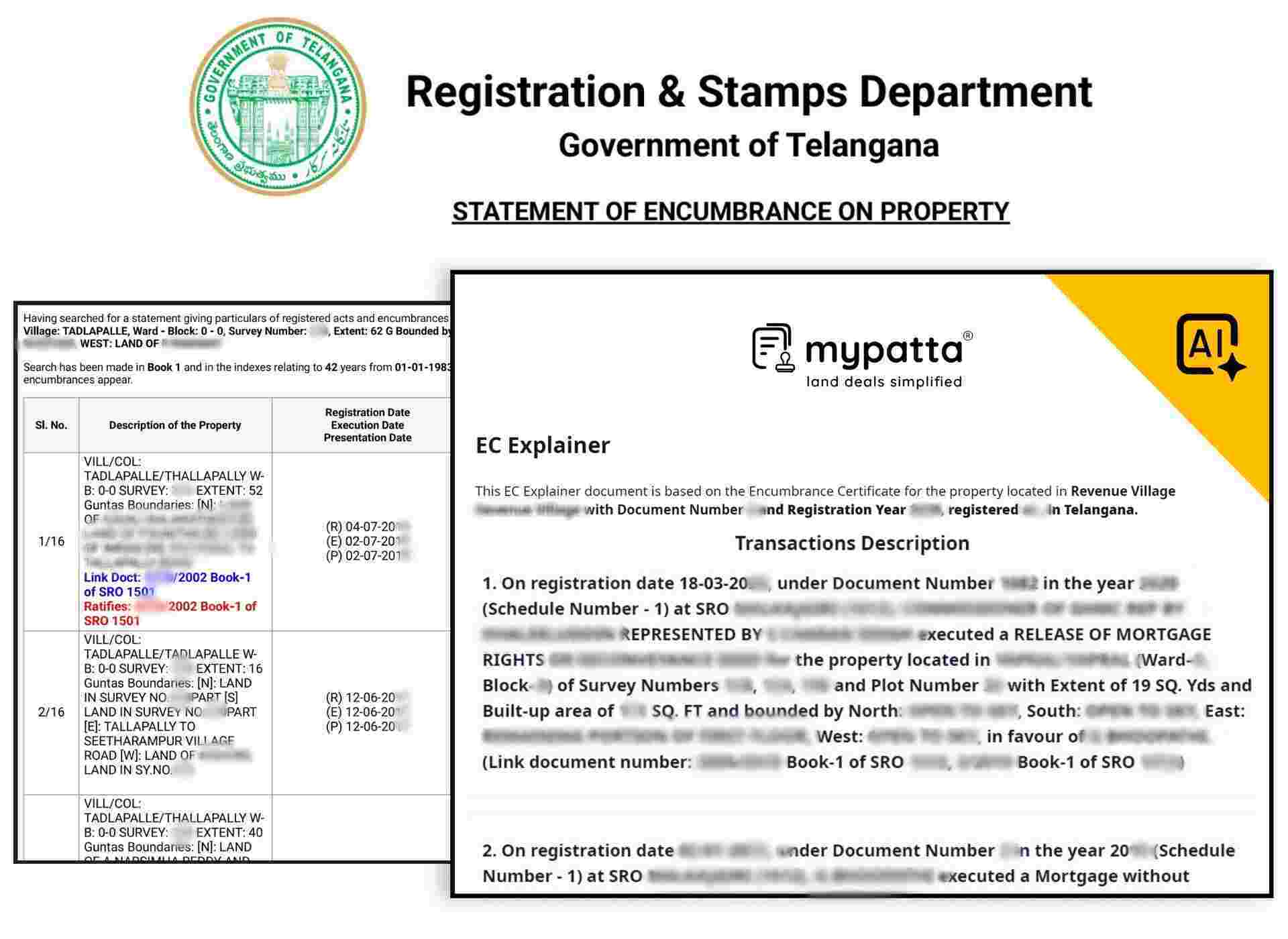 Encumbrance Certificate (EC) Explainer Telangana (EC వివరణ) Sample Document